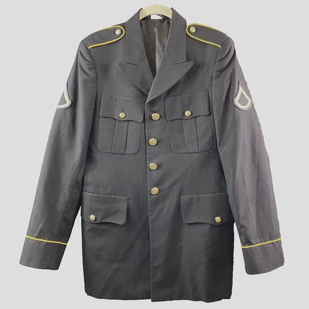 Army Black Service Coat DSCP Mens 35LC Blazer Jacket ASU Uniform Wool Blend